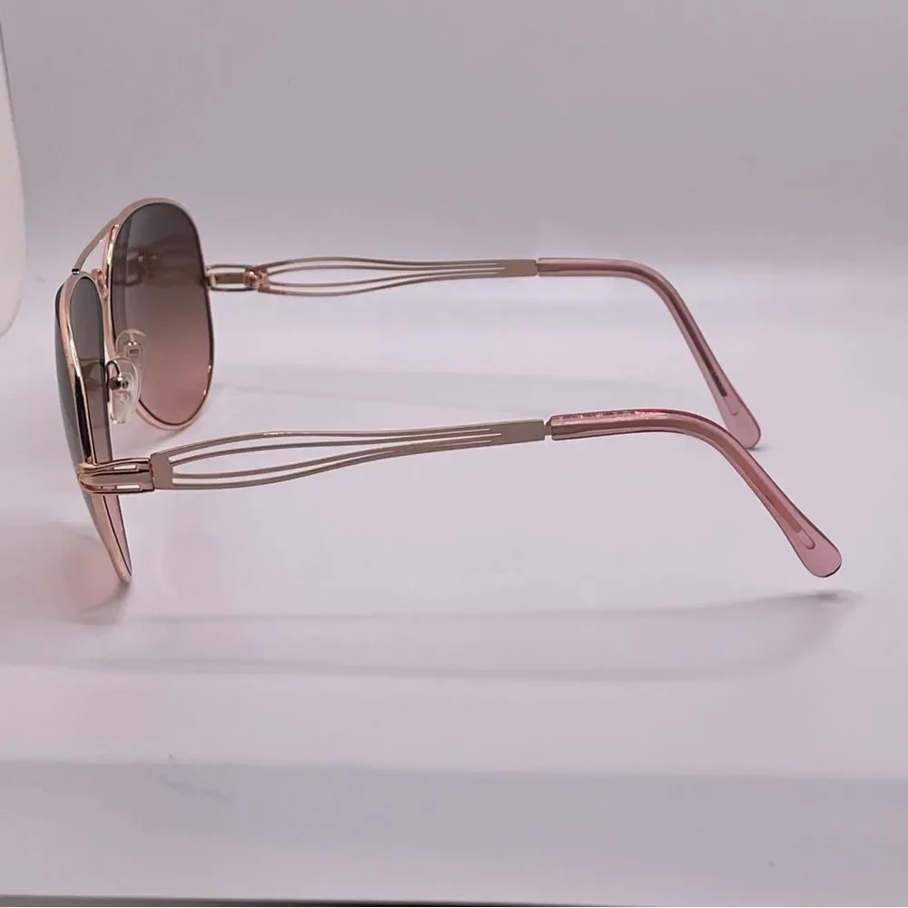 Oversized Rose Gold Frame Aviators with Brown to Pink Variated Lens